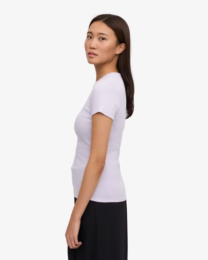 Camiseta de punto acanalado de algodón orgánico - Lavanda suave