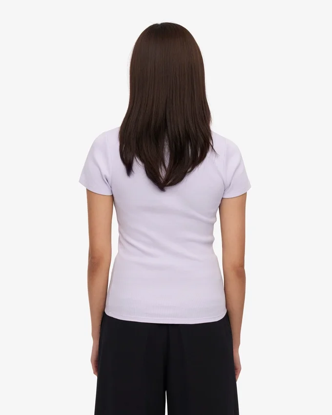Camiseta de punto acanalado de algodón orgánico - Lavanda suave