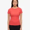 Camiseta de punto acanalado de algodón orgánico - Rojo mandarina