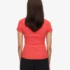 Camiseta de punto acanalado de algodón orgánico - Rojo mandarina