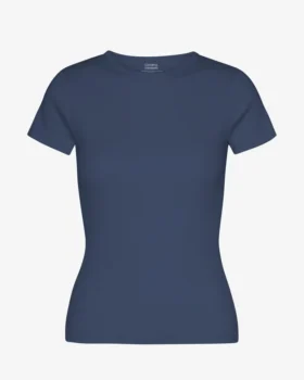 Camiseta de punto acanalado orgánica - Azul petróleo