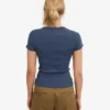 Camiseta de punto acanalado orgánica - Azul petróleo