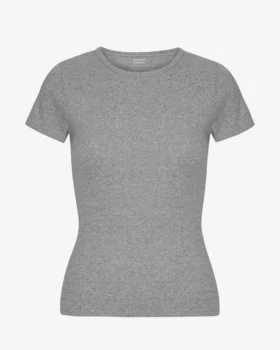 Camiseta de punto acanalado orgánica - Gris jaspeado