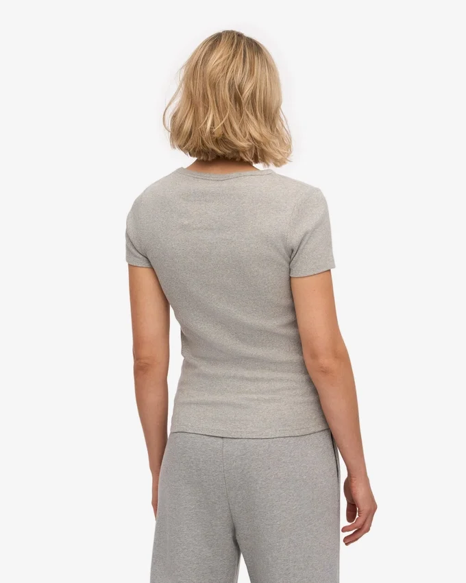 Camiseta de punto acanalado orgánica - Gris jaspeado