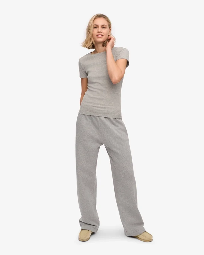 Camiseta de punto acanalado orgánica - Gris jaspeado