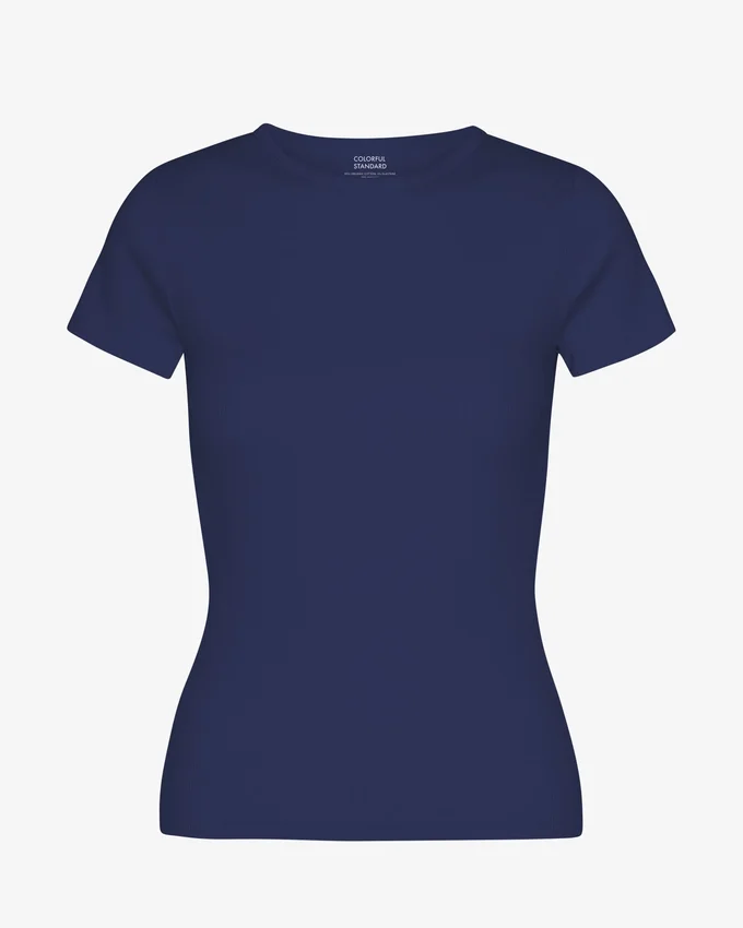 Camiseta de punto elástico orgánica - Azul marino