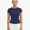 Camiseta de punto elástico orgánica - Azul marino