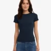Camiseta de punto elástico orgánica - Azul marino
