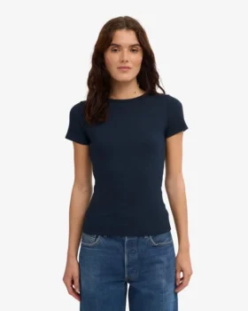 Camiseta de punto elástico orgánica – Azul marino