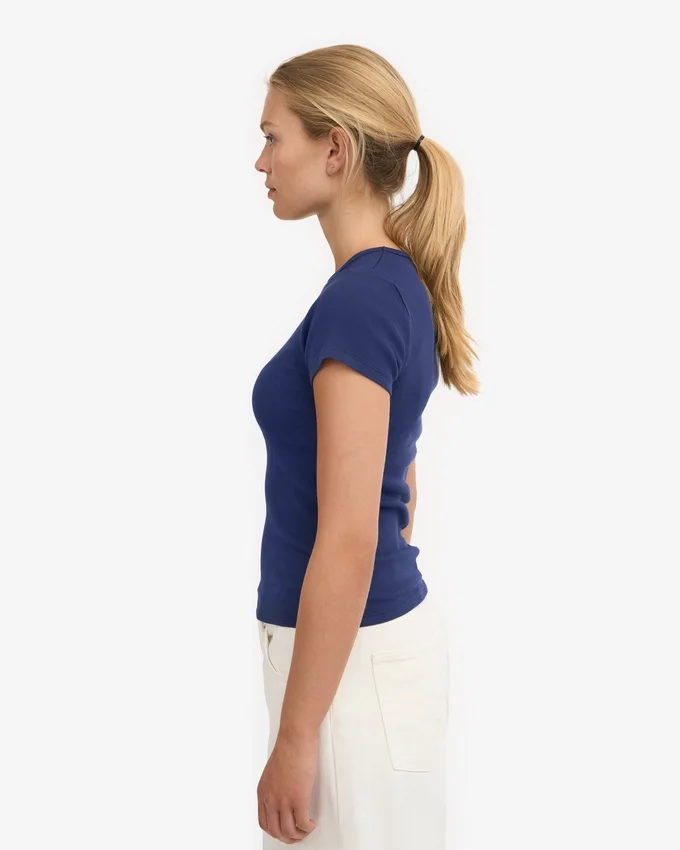 Camiseta de punto elástico orgánica - Azul marino