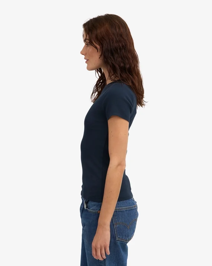 Camiseta de punto elástico orgánica - Azul marino