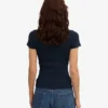 Camiseta de punto elástico orgánica - Azul marino