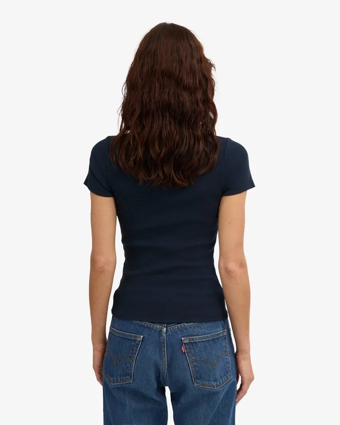 Camiseta de punto elástico orgánica - Azul marino