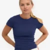 Camiseta de punto elástico orgánica - Azul marino