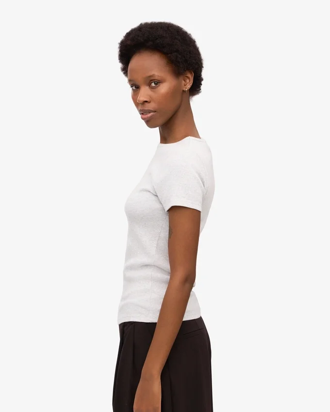 Camiseta de punto elástico orgánica - Mezcla de colores nieve