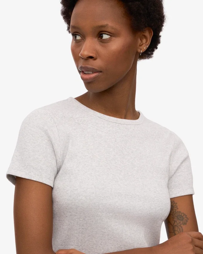 Camiseta de punto elástico orgánica - Mezcla de colores nieve