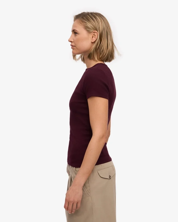 Camiseta de punto elástico orgánica - Rojo sangre