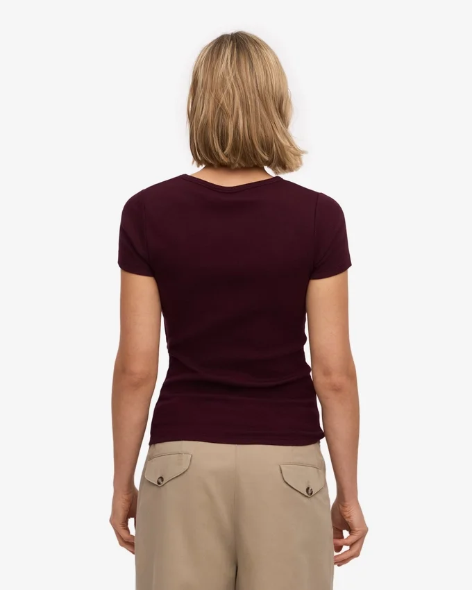 Camiseta de punto elástico orgánica - Rojo sangre