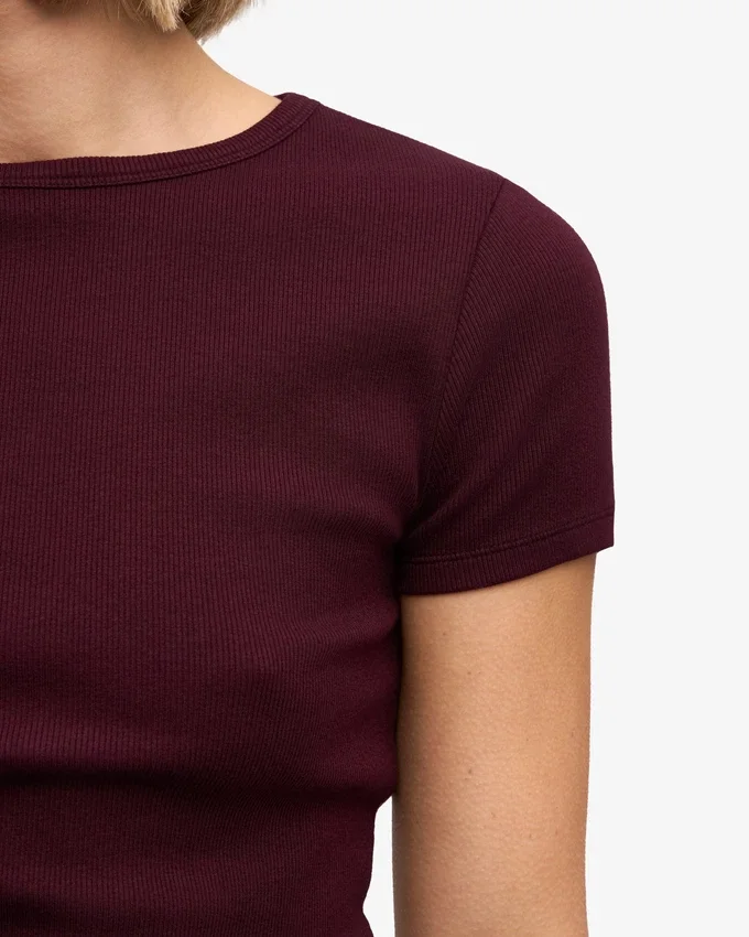 Camiseta de punto elástico orgánica - Rojo sangre