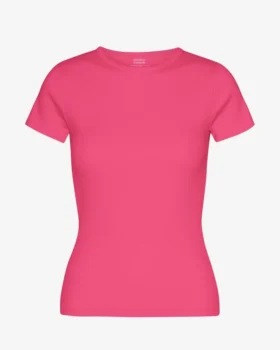 Camiseta de punto elástico orgánica - Rosa chicle