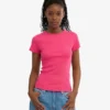 Camiseta de punto elástico orgánica - Rosa chicle