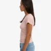 Camiseta de punto elástico orgánica - Rosa descolorido