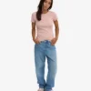 Camiseta de punto elástico orgánica - Rosa descolorido
