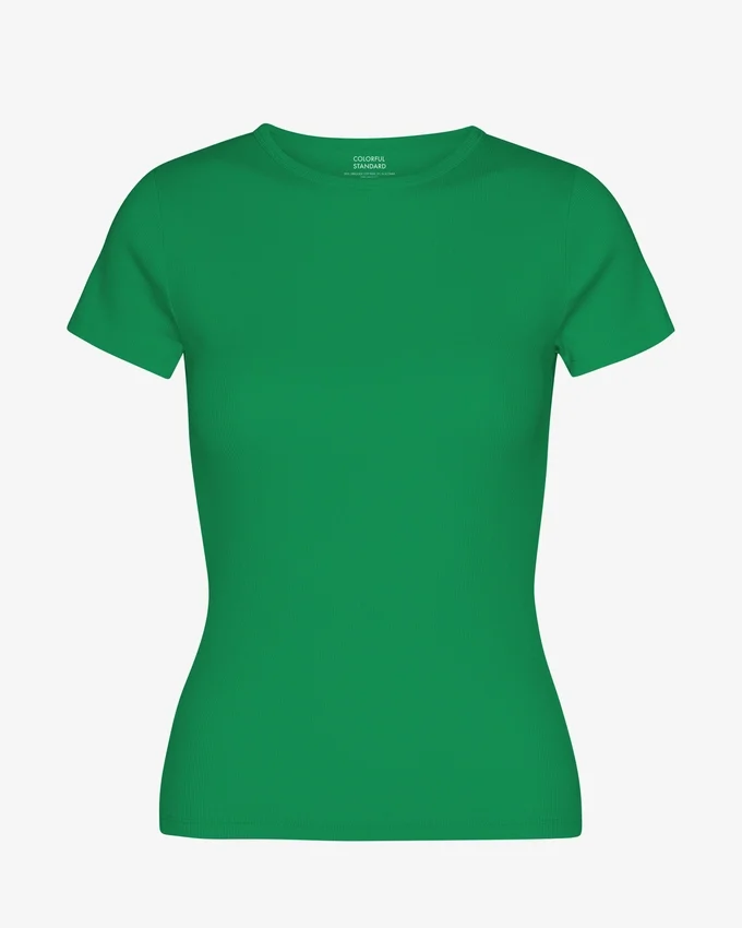 Camiseta de punto elástico orgánica - Verde Kelly