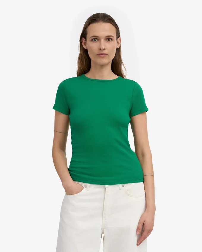 Camiseta de punto elástico orgánica - Verde Kelly