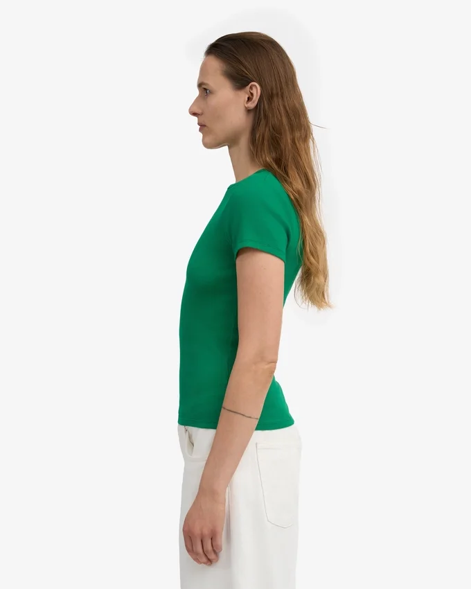 Camiseta de punto elástico orgánica - Verde Kelly