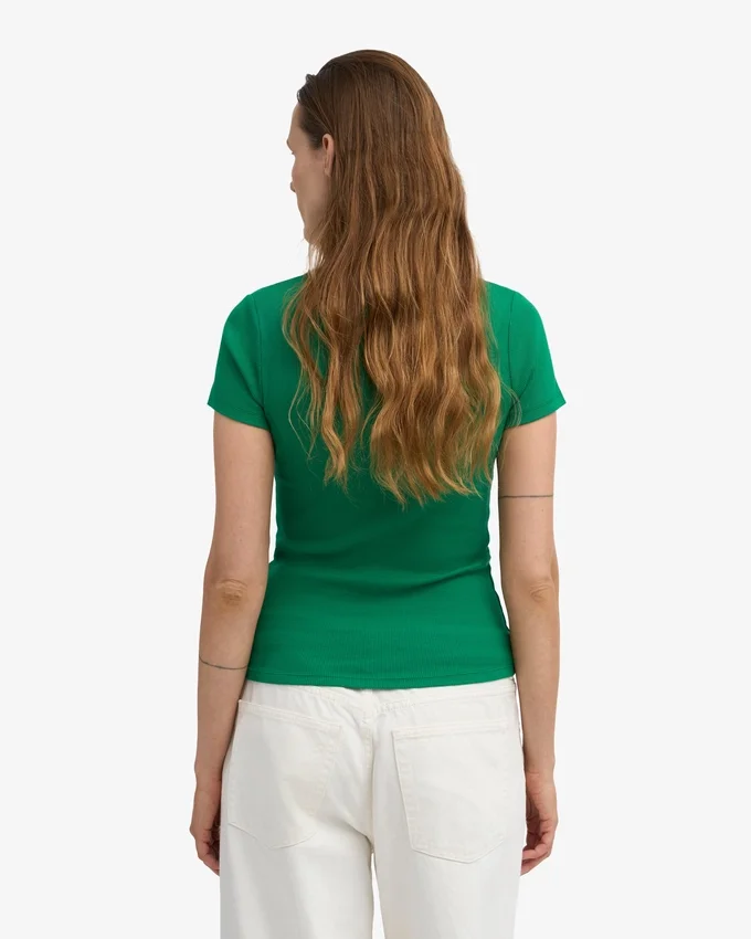 Camiseta de punto elástico orgánica - Verde Kelly