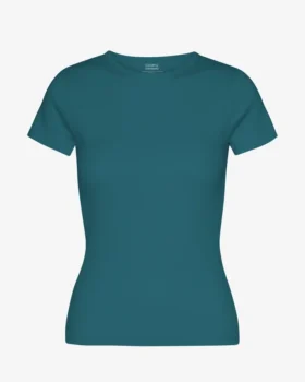 Camiseta de punto elástico orgánico - Verde océano