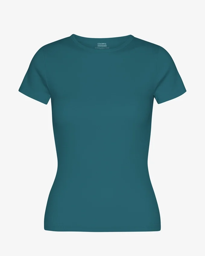 Camiseta de punto elástico orgánico - Verde océano