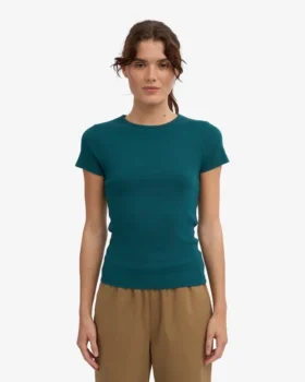 Camiseta de punto elástico orgánico – Verde océano