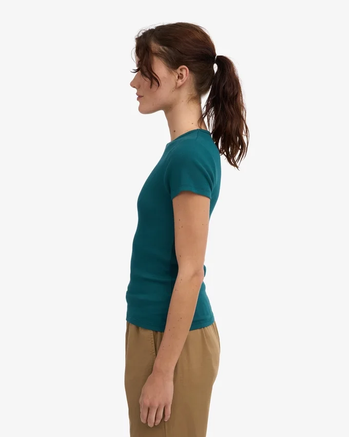 Camiseta de punto elástico orgánico - Verde océano