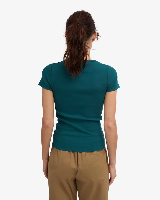 Camiseta de punto elástico orgánico - Verde océano