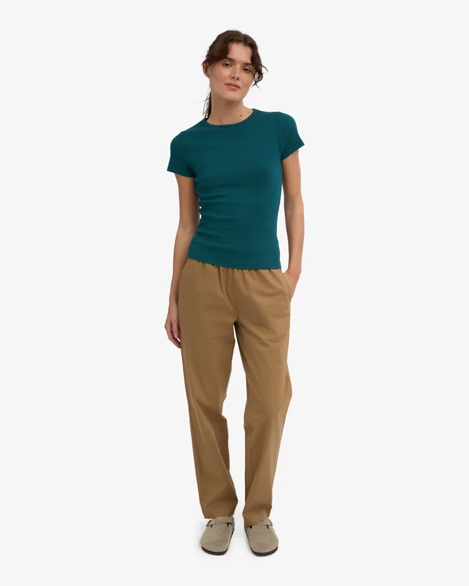 Camiseta de punto elástico orgánico - Verde océano