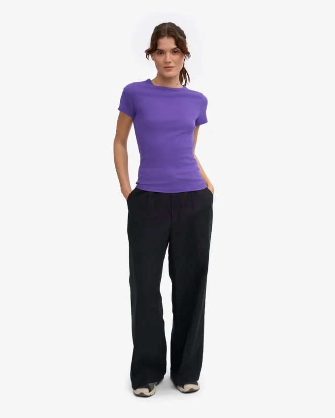 Camiseta de punto orgánica - Violeta ultra