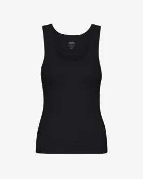 Camiseta de tirantes de canalé orgánica para mujer - Negro intenso