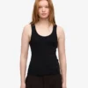 Camiseta de tirantes de canalé orgánica para mujer - Negro intenso