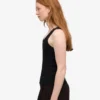 Camiseta de tirantes de canalé orgánica para mujer - Negro intenso