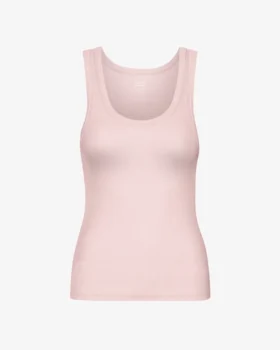 Camiseta de tirantes de mujer de punto acanalado orgánico - Rosa descolorido