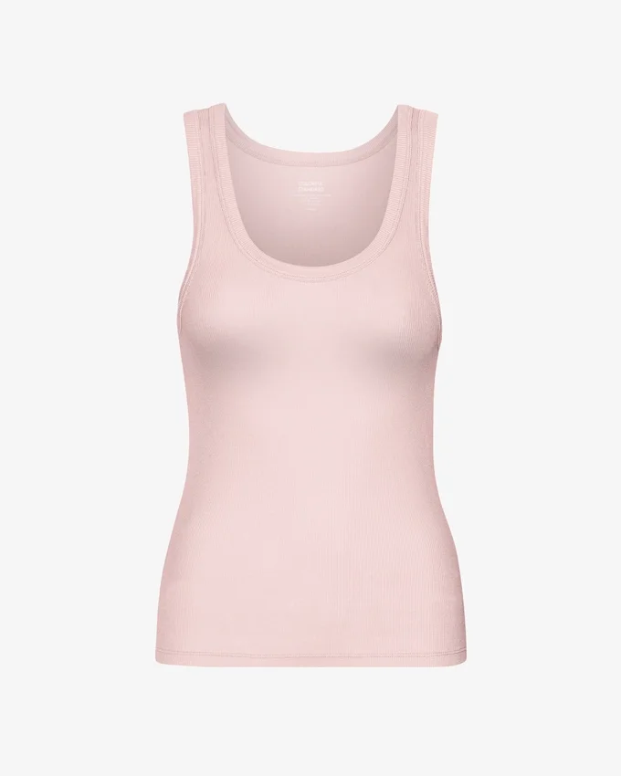 Camiseta de tirantes de mujer de punto acanalado orgánico - Rosa descolorido