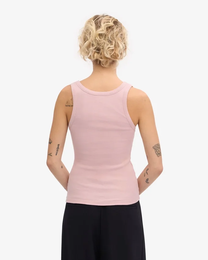 Camiseta de tirantes de mujer de punto acanalado orgánico - Rosa descolorido