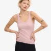 Camiseta de tirantes de mujer de punto acanalado orgánico - Rosa descolorido