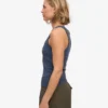 Camiseta de tirantes de punto acanalado orgánica para mujer - Azul petróleo