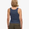 Camiseta de tirantes de punto acanalado orgánica para mujer - Azul petróleo