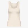 Camiseta de tirantes de punto acanalado orgánica para mujer - Blanco marfil