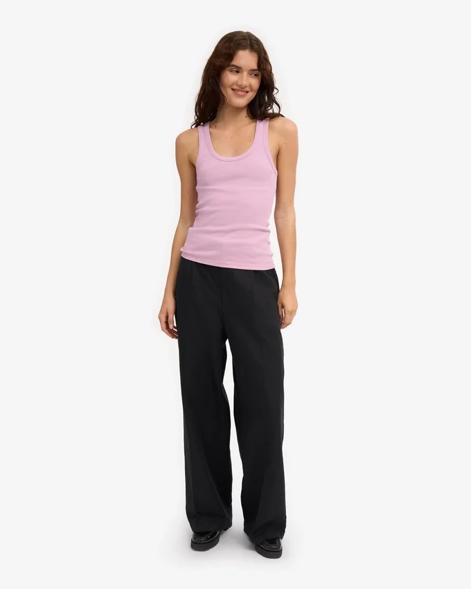 Camiseta de tirantes de punto acanalado orgánica para mujer - Flor de cerezo
