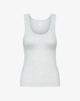 Camiseta de tirantes de punto acanalado orgánica para mujer - Mezcla de nieve